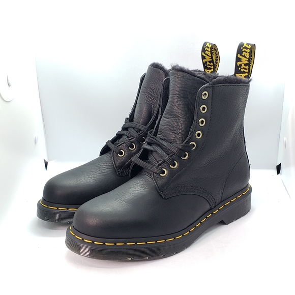 Dr. Martens 1460 Pascal Faux Fur Lined Lace Up Boots Black Leather Women Size 8 - Picture 4 of 12